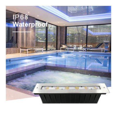 ضوء خطي تحت الماء من الفولاذ المقاوم للصدأ 316 DMX 512 RGB 12W DC24V عدسة غير متماثلة RGB3IN1