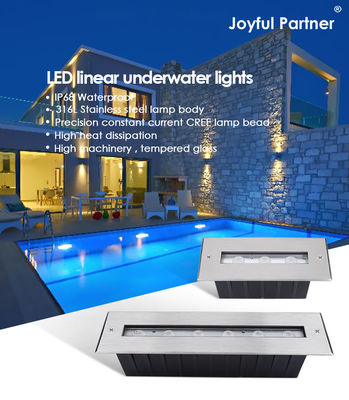 IP68 إضاءة تحت الماء RGB لون الفولاذ المقاوم للصدأ 316L 6 * 2W DC24V DMX 512 قابلة للتحكم للستائر المائية