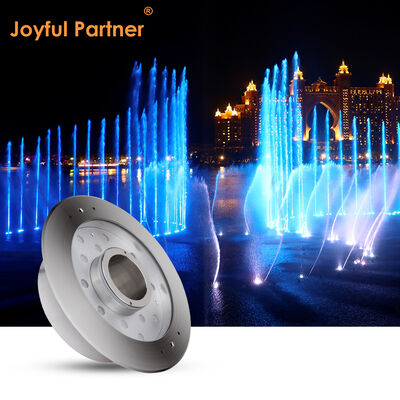 إضاءة نافورة LED DC12V/24V IP68 RGB DMX DIA250mm بخاخ مياه إضاءة خارجية قابلة للتعتيم