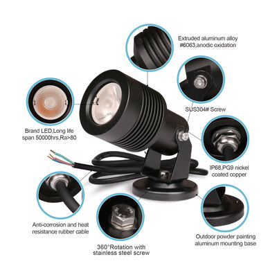 IP66 COB مضادات المياه في الخارج مصابيح الجهد المنخفض إدخال مصابيح العشب الحديقة بقعة