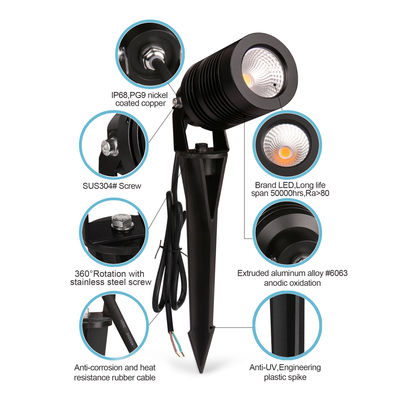 3000K 10W أضواء الحديقة في الهواء الطلق المعدلة مصابيح المسار LED IP65 مقاومة للماء