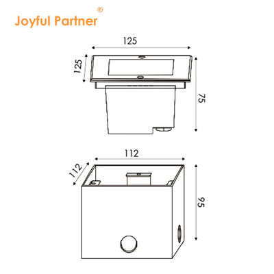 12VDC مربع مصباح تحت الأرض IP67 4W 8W 125 * 125MM الفولاذ المقاوم للصدأ DMX RGBW4in1