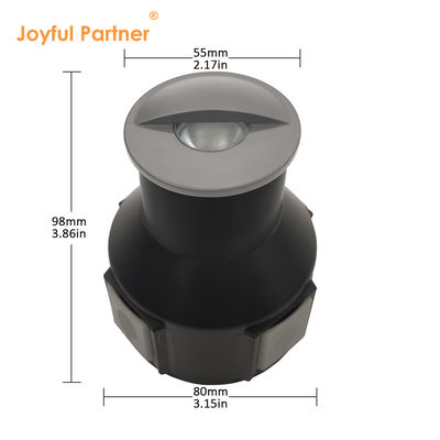 ضوء ميني LED مدفون ذو رؤية جانبية واحدة، تيار مستمر 24 فولت، ستانلس ستيل 316، زجاج بلوري، غطاء شبه مظلل