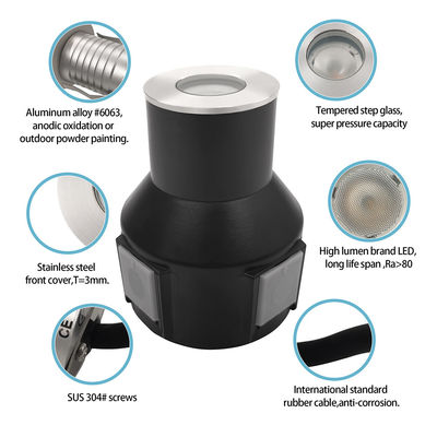3W IP67 مصابيح السلالم الحديقة RGB3in1 الألومنيوم المباني الغطاء الأمامي الفولاذ المقاوم للصدأ مع ضمان لمدة عامين