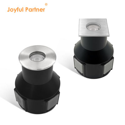 ضوء تحت الأرض IP67 متأرجح الجهد المنخفض 1W 3W 3000K DC24v شكل مربع مستدير مع غطاء الأمامي من الفولاذ المقاوم للصدأ