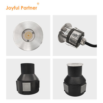 ضوء تحت الأرض IP67 متأرجح الجهد المنخفض 1W 3W 3000K DC24v شكل مربع مستدير مع غطاء الأمامي من الفولاذ المقاوم للصدأ