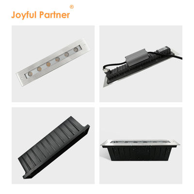 مصباح LED خطي تحت الأرض 12W DMX512 الفولاذ المقاوم للصدأ الغطاء الأمامي الأرضية مدفونة