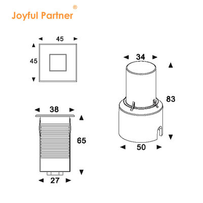 مصابيح تحت الأرض LED الفولاذ المقاوم للصدأ 1W 2W AC/DC 2700K-6000K DIA38MM مع الزجاج المتجمد