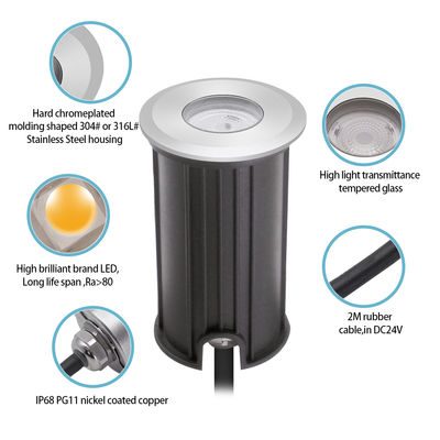 1W IP68 ضوء مائية تحت الماء 316SS 12V 24V ضوء المسبح LED 2700k - 6500k