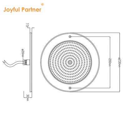 IP68 ضوء مائدة حمام سباحة LED 12V 230MM سطح جبل ضوء تحت الماء