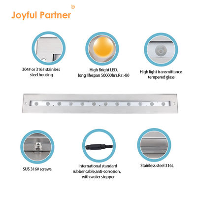 SS316L ضوء خطي تحت الماء 3000K 4000K 6000K IP68 مصباح غسالة الحائط LED