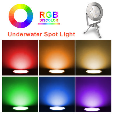 مصباح LED تحت الماء من الفولاذ المقاوم للصدأ 316 RGB معتمد من CE RoHS مع حامل ثلاثي القوائم