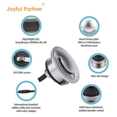 2W IP67 مصابيح LED تحت الأرض في الخارج قطر رقيق للغاية 55mm SMD مصابيح LED Walkover مع غطاء الألومنيوم