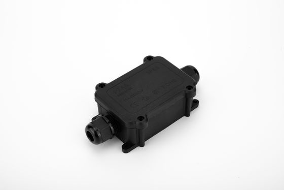 IP68 الأسود الموصول السريع 24A 450VAC مربع التقاطع المقاوم للماء 2 دبوس