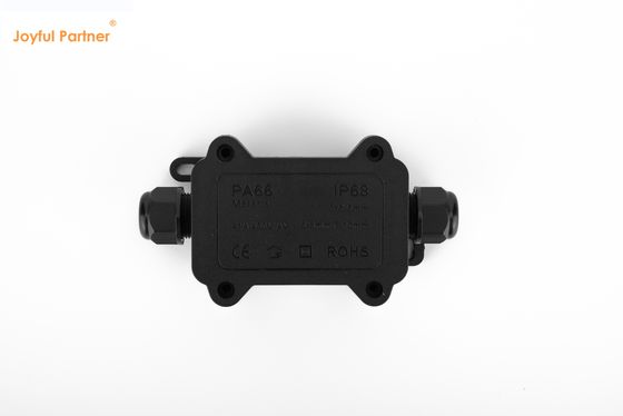 IP68 الأسود الموصول السريع 24A 450VAC مربع التقاطع المقاوم للماء 2 دبوس