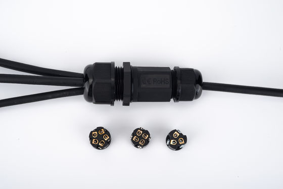 موصل سريع IP68 مقاوم للماء 1 في 2 خارج لون أسود لصندوق توصيل الكابلات الأرضية