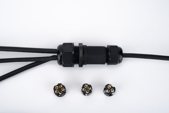 موصل سريع IP68 مقاوم للماء 1 في 2 خارج لون أسود لصندوق توصيل الكابلات الأرضية