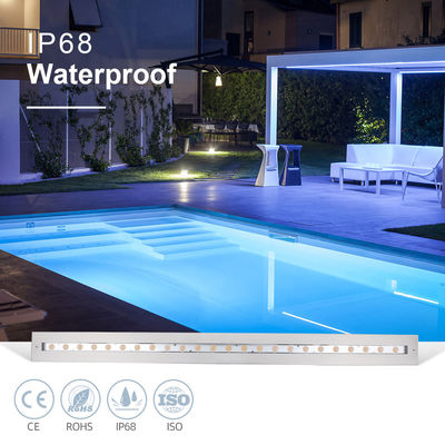 مصباح حمام تحت الماء الخطي IP68 48W RGB الفولاذ المقاوم للصدأ 316