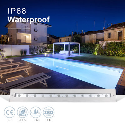 مستطيل عالي الجودة ضوء غير متماثل ساطع IP68 SS316L تحت الماء الضوء الخطي غسالة الحائط LED حمام سباحة الضوء