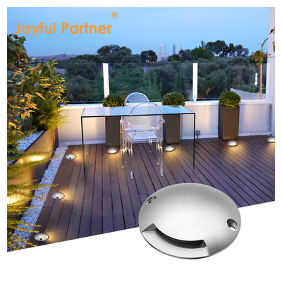 إصدار جانبي خطوة مدفونة تحت الأرض الضوء المستدير الجهد المنخفض 1W DC 24V 3000k IP67 الوقاية من الماء الباردة الألومنيوم الأبيض