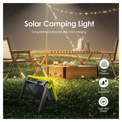 ضوء التخييم الشمسي المحمول 4W IP65 مضاد للماء SMD LED البيضاء الباردة قابلة لإعادة الشحن مع BT للمشي لمسافات طويلة