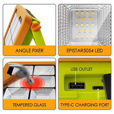 IP65 مضاد للماء LED ضوء العمل الشمسي 5054 Epistar LED 1000LM مع بطارية 7500mAh قابلة لإعادة الشحن