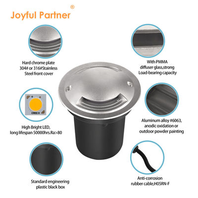 ضوء المناظر الطبيعية تحت الأرض Cree COB LED 3000k One Two Four Side View Driveway Light SS316 الغطاء الأمامي IP67