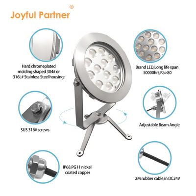 كشاف ضوئي LED خارجي من الفولاذ المقاوم للصدأ DMX512 RGBW 12W يدعم التحكم DMX للاستخدام في الماء