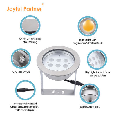 IP68 ضوء مضيء تحت الماء 316L الفولاذ المقاوم للصدأ DMX512 Rgb / RGBW 4in1 LED DC12V/24V