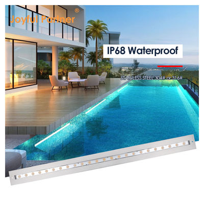 IP68 تحت الماء الخطي الضوء الفولاذ المقاوم للصدأ 316 24W LED DALI قابل للتخفيف مع غطاء تركيب بلاستيكي