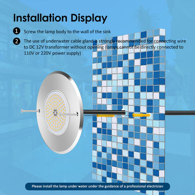ضوء حوض سباحة تحت الأرض LED DIA160MM * 32MM AC12V 316 الفولاذ المقاوم للصدأ مع جهاز تحكم RGB