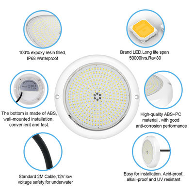 ضوء حمام سباحة IP68 راتش إيبوكسي ملئ أضواء حوض السمك RGB AC12V ABS سطح مثبت