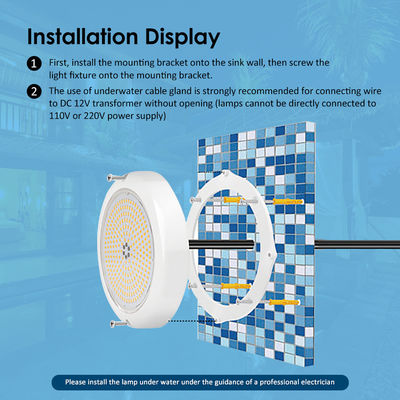 ضوء حمام سباحة IP68 راتش إيبوكسي ملئ أضواء حوض السمك RGB AC12V ABS سطح مثبت