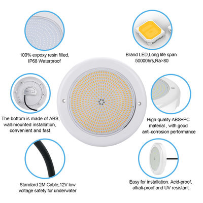 أضواء حمام المرح 12 فولت AC ترقية رقاقة SMD RGB لون IP68 جميع أجهزة الكمبيوتر مجموعة واحدة تصميم لمسبح الخرسانة
