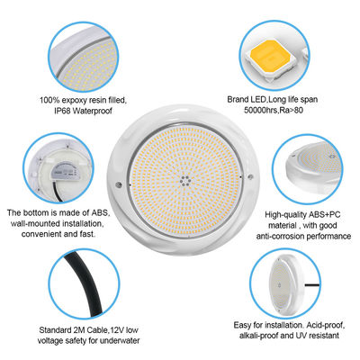 35 واط إضاءة حمام سباحة LED للحمام الخرساني SPA 230 * 35mm ABS المواد AC12V RGB RGBW