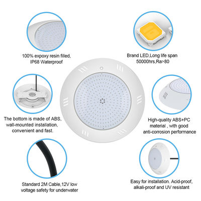 ضوء تحت الماء IP68 مثبت على الحائط التحكم عن بعد متعدد الألوان سباحة LED حوض سباحة ضوء ABS