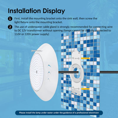 18W Par56 LED حمام سباحة سطحية مصممة LED تحت الماء أضواء حمام سباحة AC 12V RGB للحدائق المياه