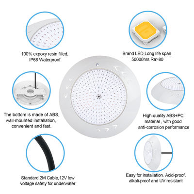 IP68 مضادات للماء RGB أضواء حمام السباحة SMD 2835 25W أبيض دافئ للزخرفة المناظر الطبيعية