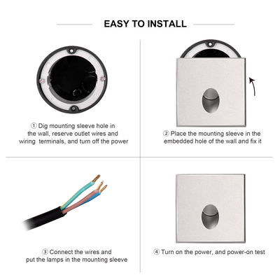 مصباح الحائط ذكي LED IP65 الألومنيوم جسم مربع الشكل DC 24v 1w 2w 3w مصباح الدرج LED للردهة