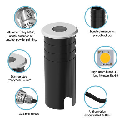 IP67 مقاوم للماء خارجية الفولاذ المقاوم للصدأ 316 ميني 1W الخرسانة LED تحت الأرض تحت الأرض أضواء متدلية