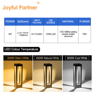 نمط جديد مضاد للماء مصباح الحديقة LED CREE LED 8W مع الطاقة المغطاة بالألومنيوم AC 110-285V لون واحد