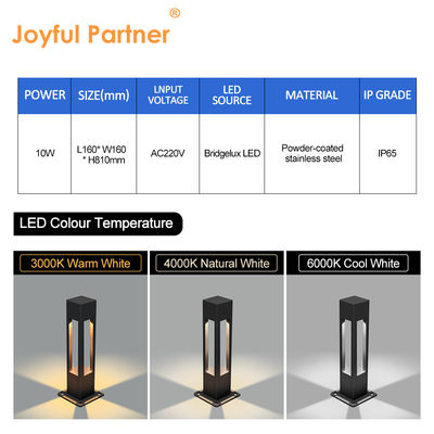10 واط LED مربع الألومنيوم الحديث IP65 مقاوم للماء المناظر الطبيعية بولارد حديقة ضوء مع قاعدة سماكة