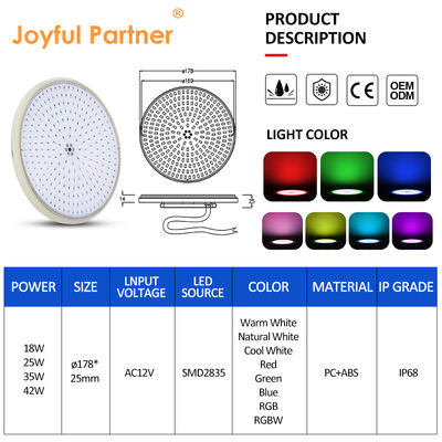 IP68 مقاوم للماء RGB / RGBW تغيير اللون البركة الأضواء المسطحة مع الراتنج مليء حمام السباحة الضوء تحت الماء