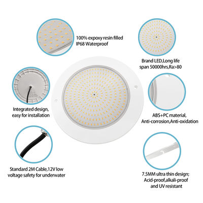 ضوء حمام مليء بالراتنج DIA120MM AC12V 10W بلاستيكي بالكامل SMD2835 63PCS الجهد الثابت