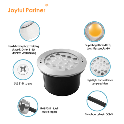 مصباح حوض سباحة تحت الماء مضاد للماء IP68 12V الفولاذ المقاوم للصدأ 18W 36W LED واحد لون شهادة CE ROHS