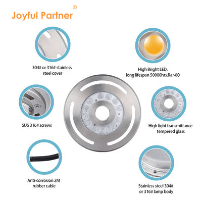 خارجية IP68 DMX RGB 24V الغوص 9X3w LED نافورة تحت الماء الرقص الخفيفة الفولاذ المقاوم للصدأ 316L مع قطر 285mm