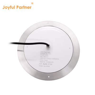 مصباح حمام سباحة LED PAR56 IP68 متغير الألوان RGB 12VDC AC 35W قطر 280 مم SMD2835 432 قطعة مع عبوة ألوان