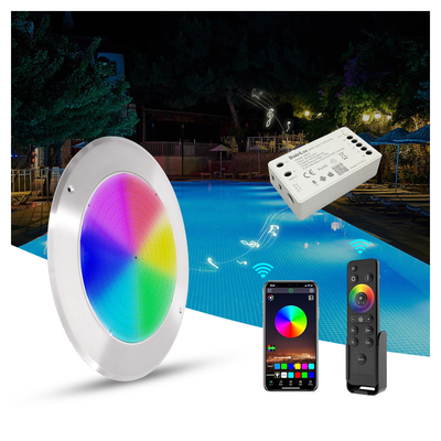 مصباح حمام سباحة LED PAR56 IP68 متغير الألوان RGB 12VDC AC 35W قطر 280 مم SMD2835 432 قطعة مع عبوة ألوان