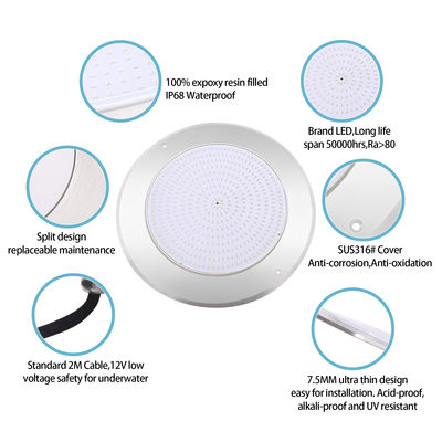 IP68 LED PAR56 Pool Light RGB تغيير اللون 12VDC AC 35W DIA280mm SMD2835 432pcs مع حزمة اللون