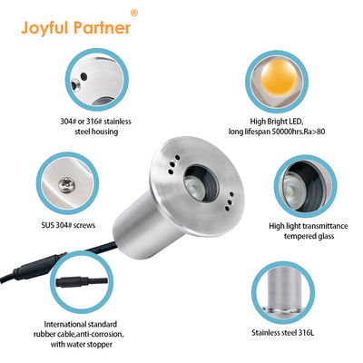 مصابيح LED تحت الماء DMX التحكم RGB Premium 1W / 2W / 3W مدفون 316 الفولاذ المقاوم للصدأ للمسبحات